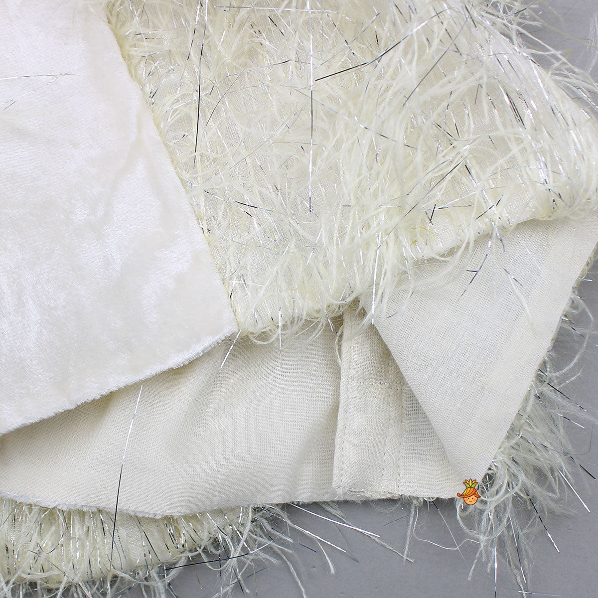 Velvet Inner Top With Halter Neck Fur Top And Gorgeous Dual-Tone Panelled Lehenga