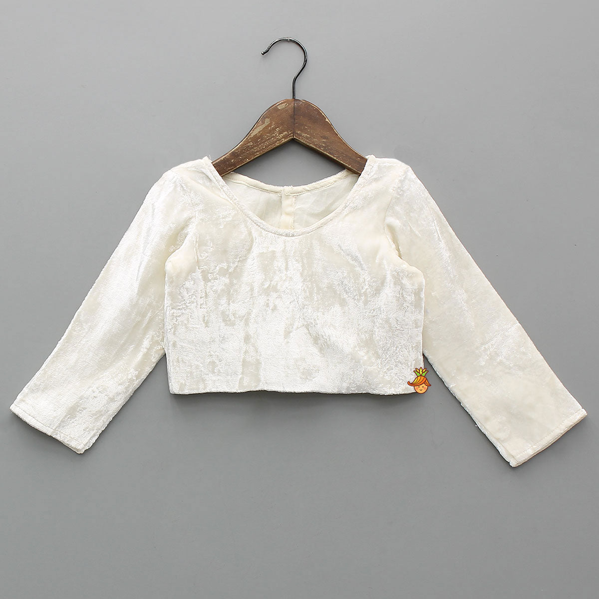 Velvet Inner Top With Halter Neck Fur Top And Gorgeous Dual-Tone Panelled Lehenga