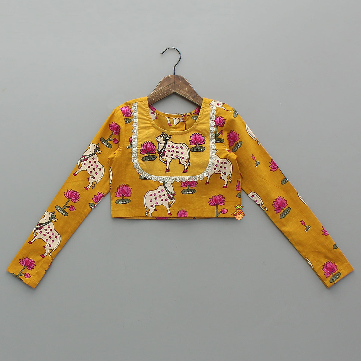 Lotus Printed Top With Matching Lehenga And Dupatta