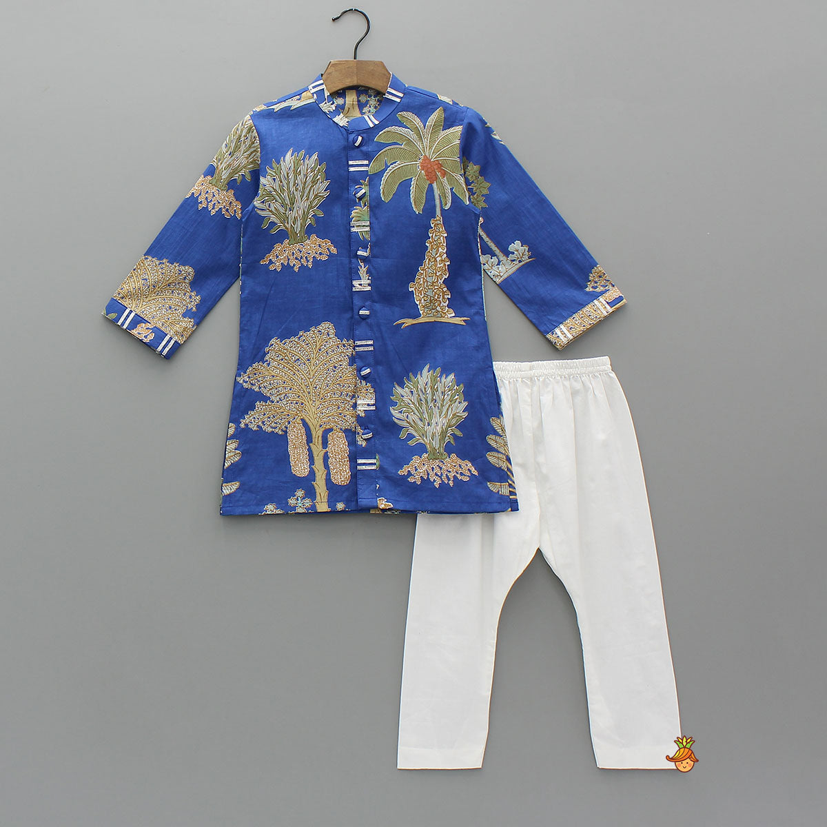 Front Open Printed Kurta With Pyjama