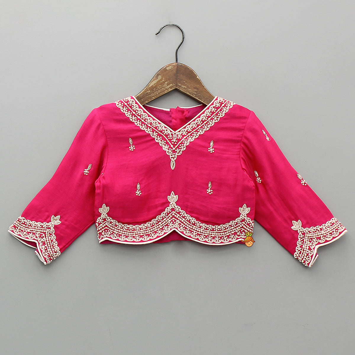 Stylish Hem Embroidered Elegant Top And Scalloped Lehenga