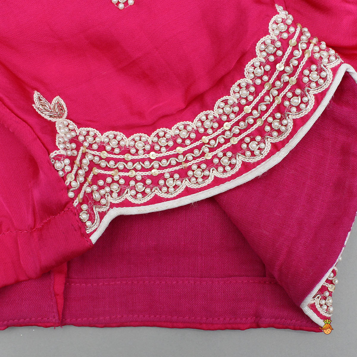 Stylish Hem Embroidered Elegant Top And Scalloped Lehenga