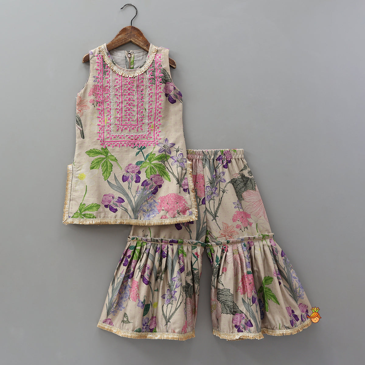 Embroidered Yoke Kurti And Sharara