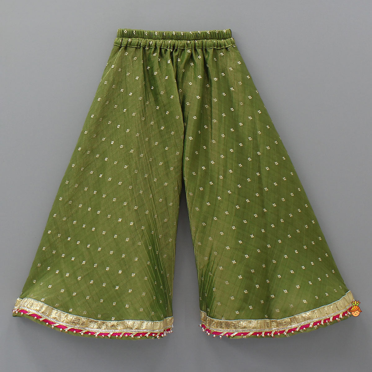 High-Low Checked Embroidered Top With Palazzo