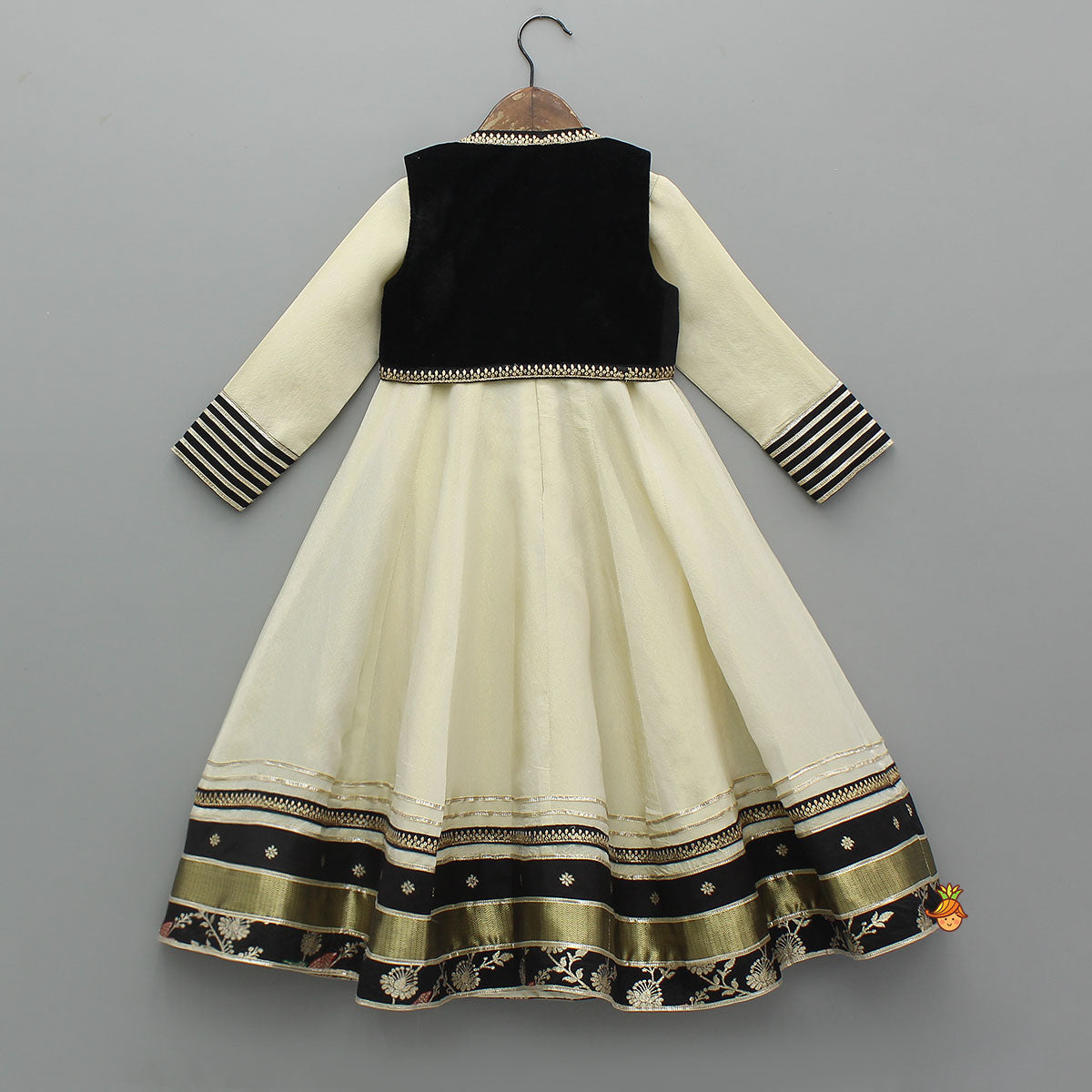 Elegant Shimmery Anarkali With Front-Open Velvet Jacket