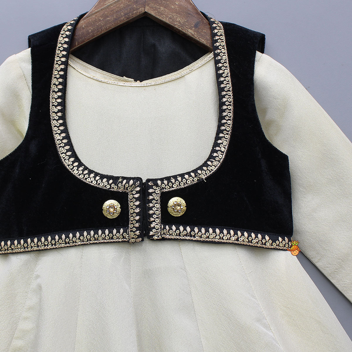 Elegant Shimmery Anarkali With Front-Open Velvet Jacket