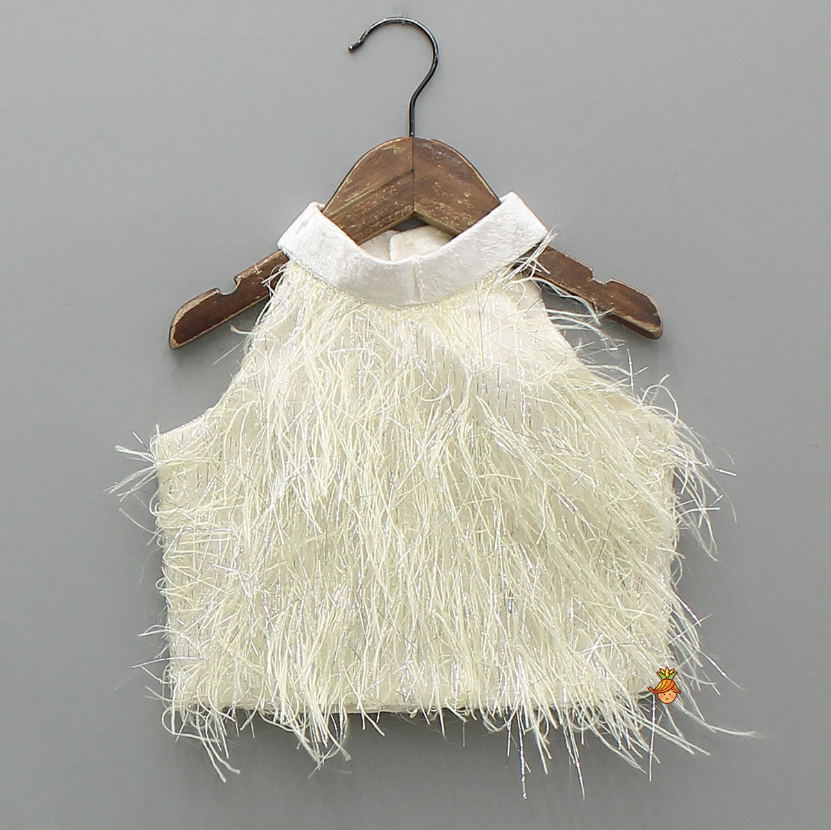 Halter Neck Fur Top And Gorgeous Panelled Lehenga