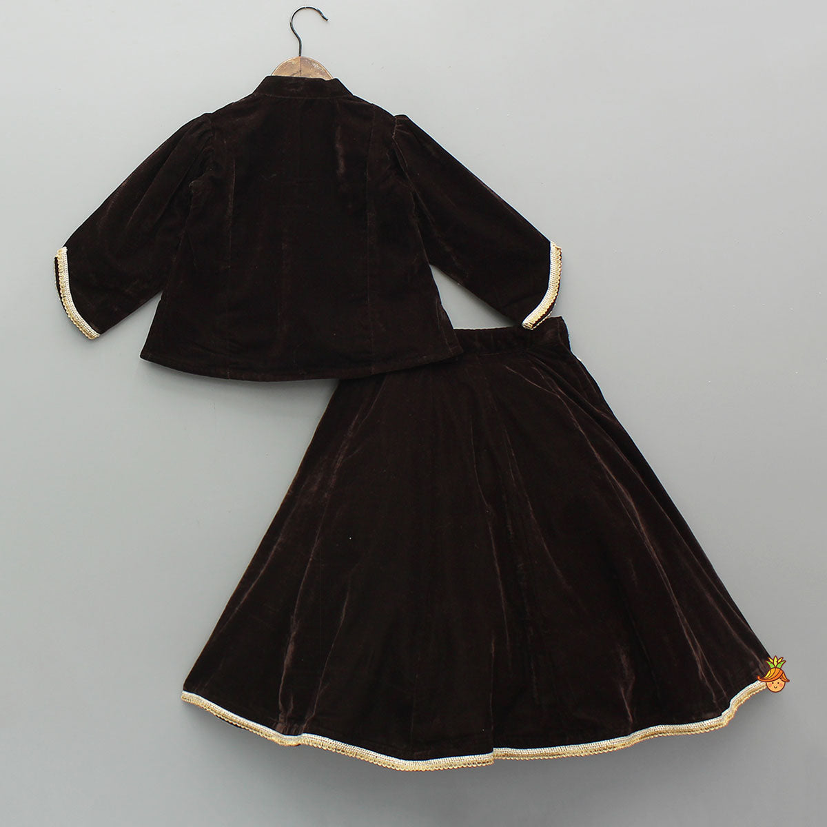 Velvet Lace Work Top And Lehenga