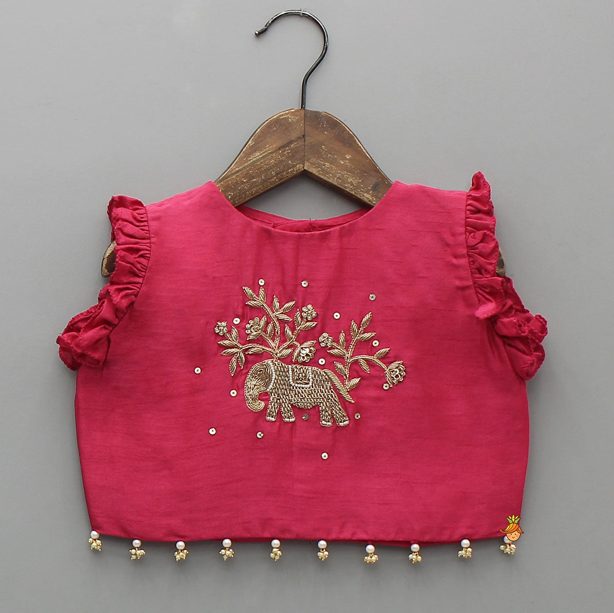 Animal Motif Embroidered Top And Net Lehenga With Matching Dupatta
