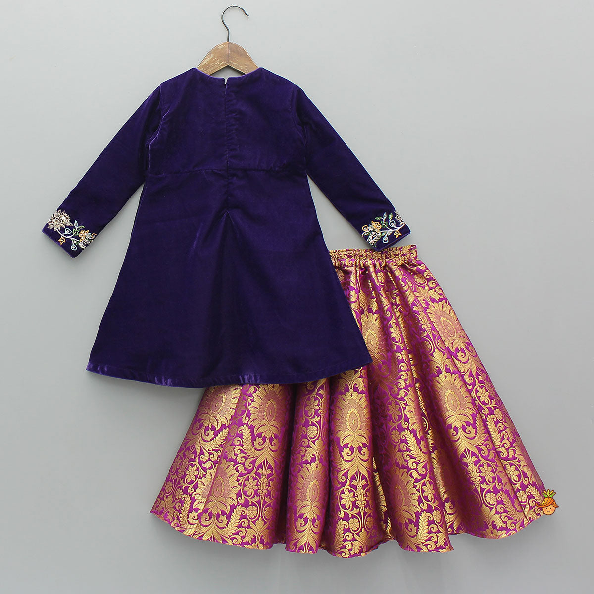 Velvet Kurti With Brocade Lehenga