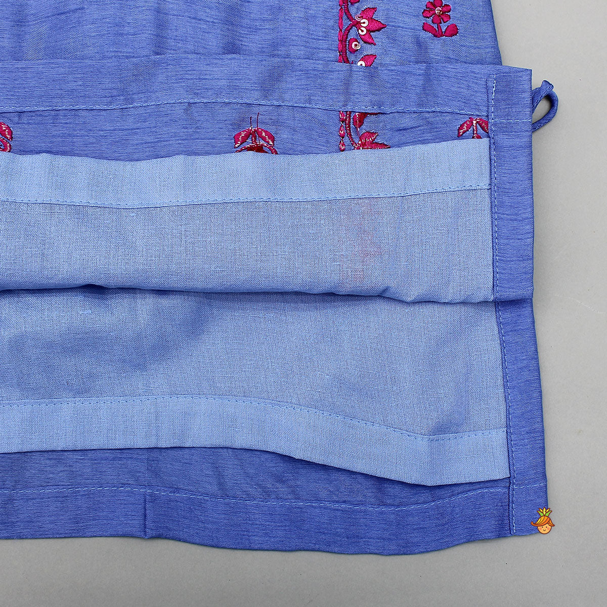 Contrasting Thread-Embroidered Kurti And Pant