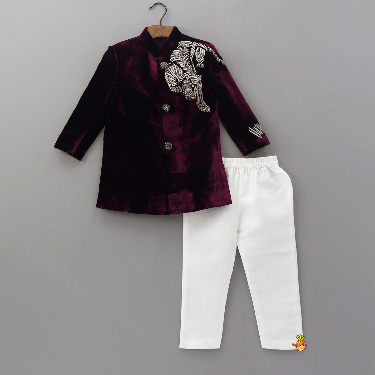 Motifs Embroidered Sherwani With Pyjama