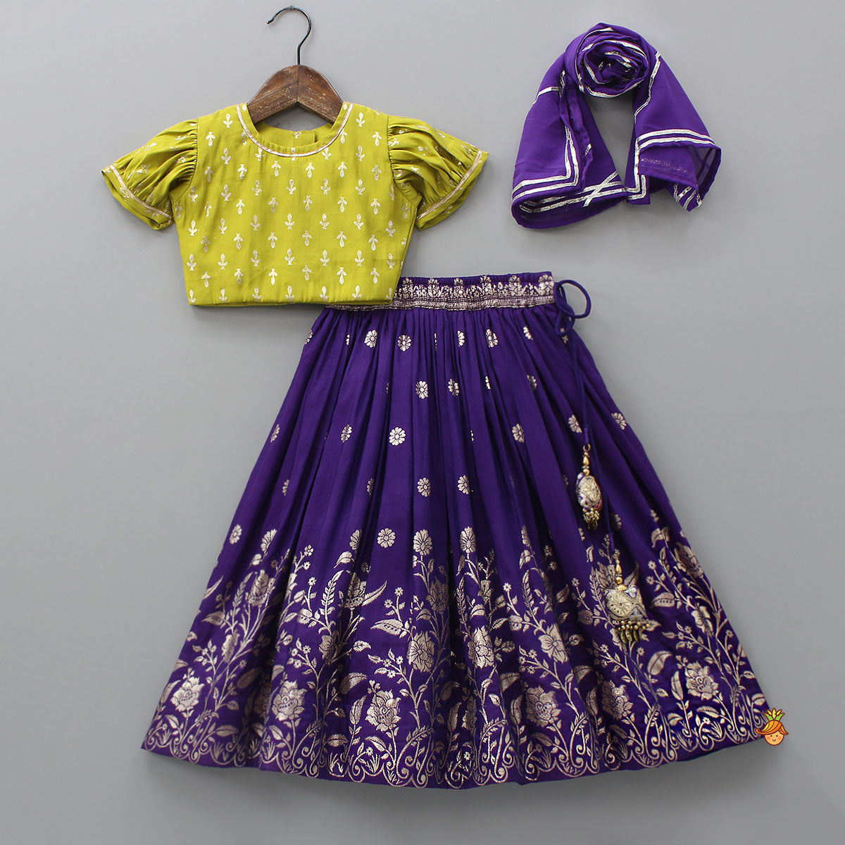 Stylish Sleeves Gorgeous Top With Lehenga And Dupatta