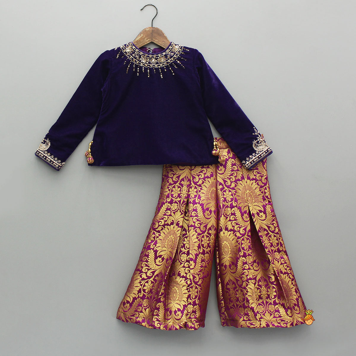 Velvet Top With Brocade Palazzo