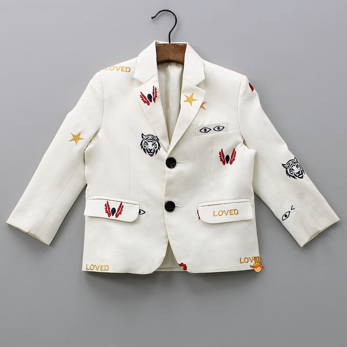 Pocket Detail Embroidered Blazer With Pant