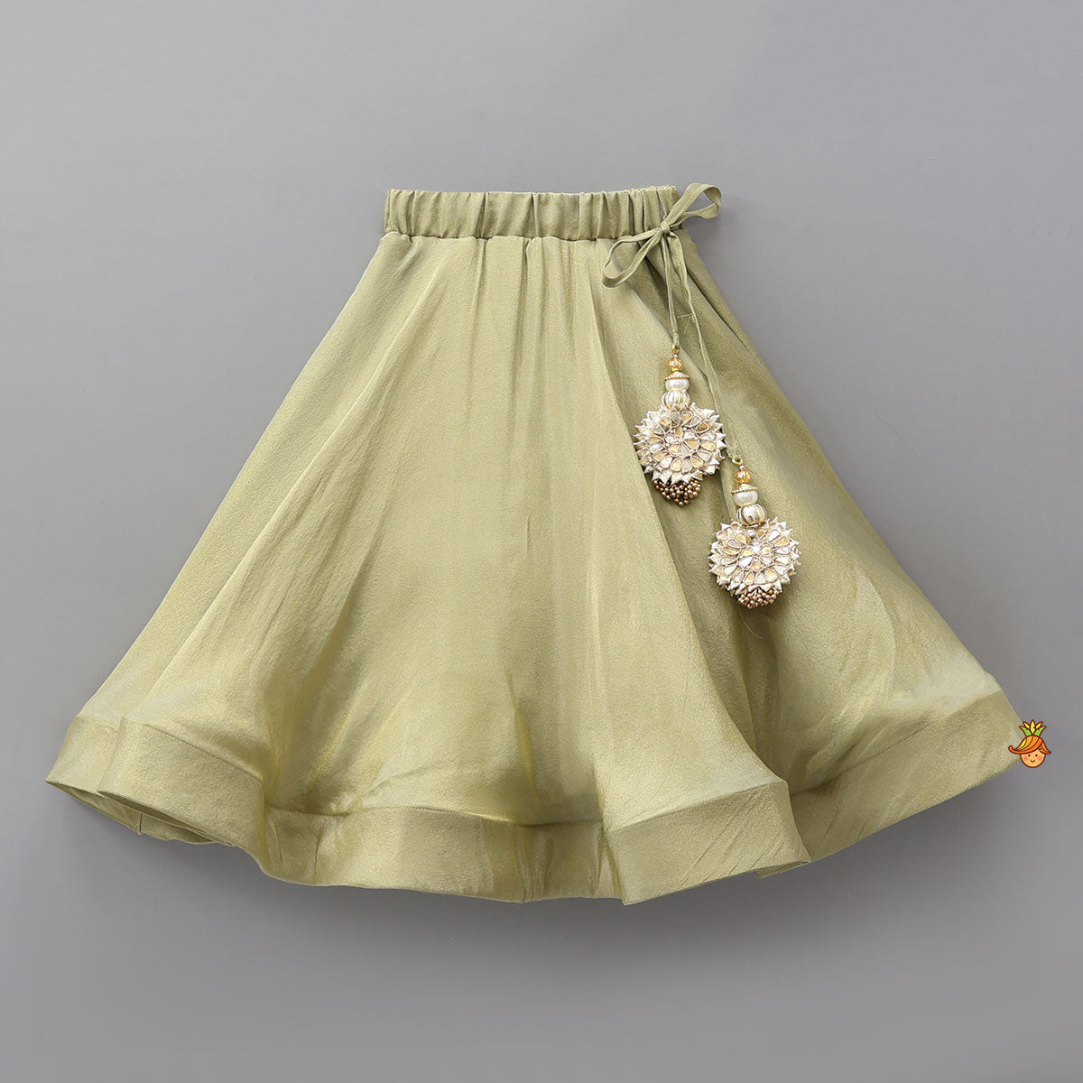 Ethnic Floral Printed And Embroidered Peplum Top With Lehenga