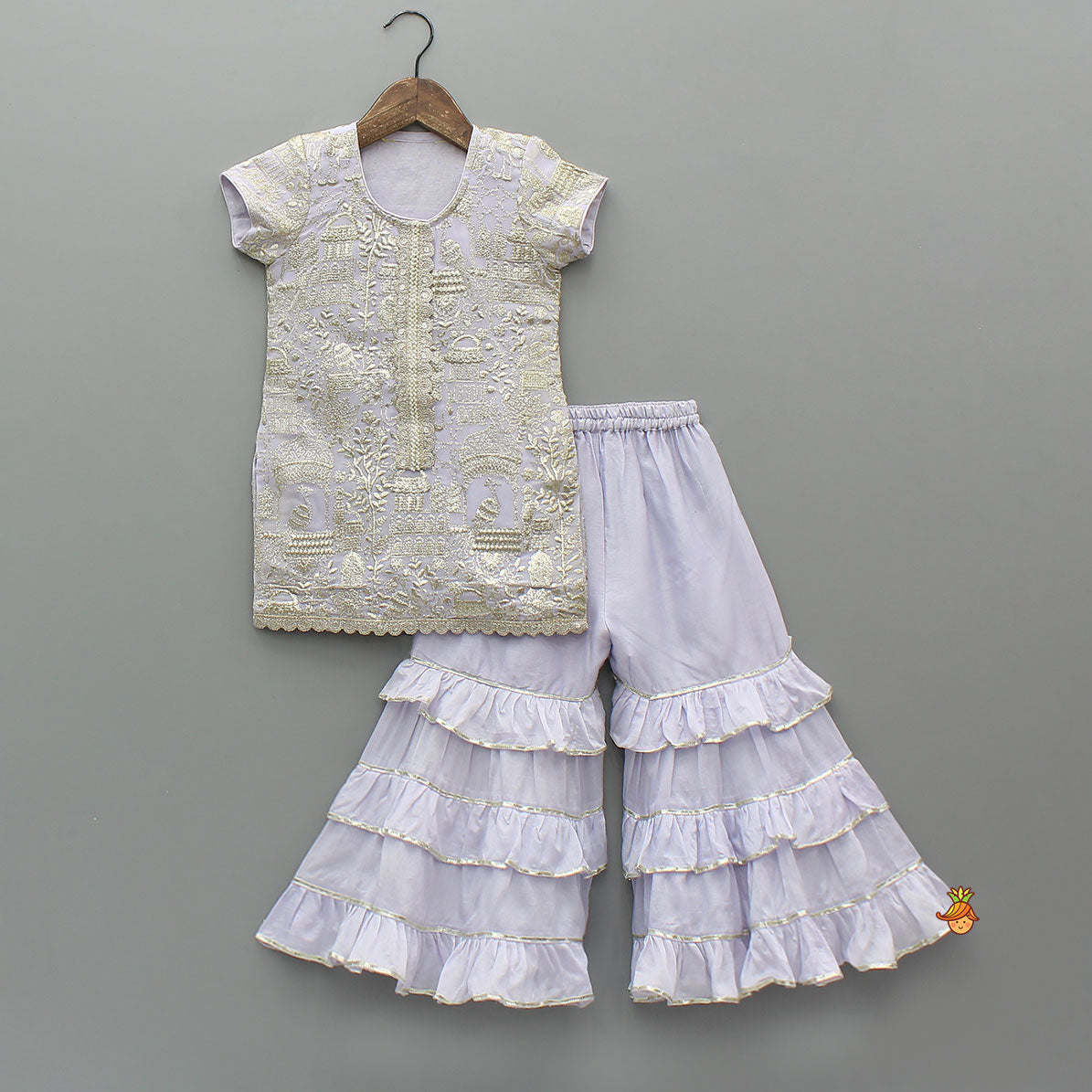 Heavy Embroidered Kurti With Beautiful Layered Sharara And Net Dupatta