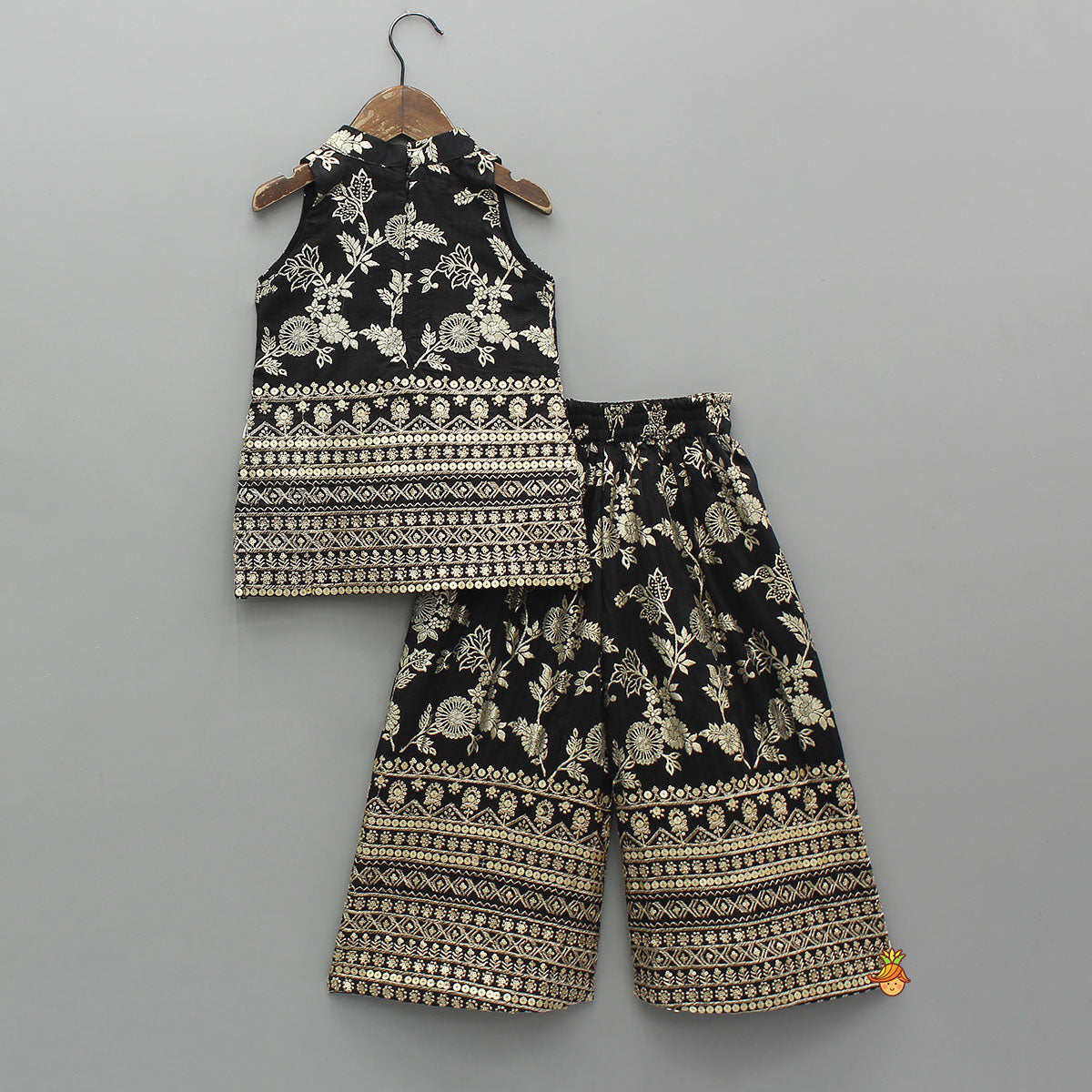 Sequins Embroidered Brocade Kurti And Palazzo