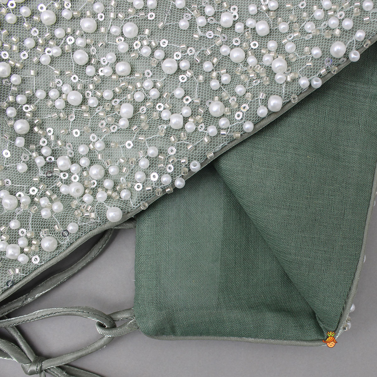 Gorgeous Open-Back Top And Crushed Lehenga With Wrist Cuff