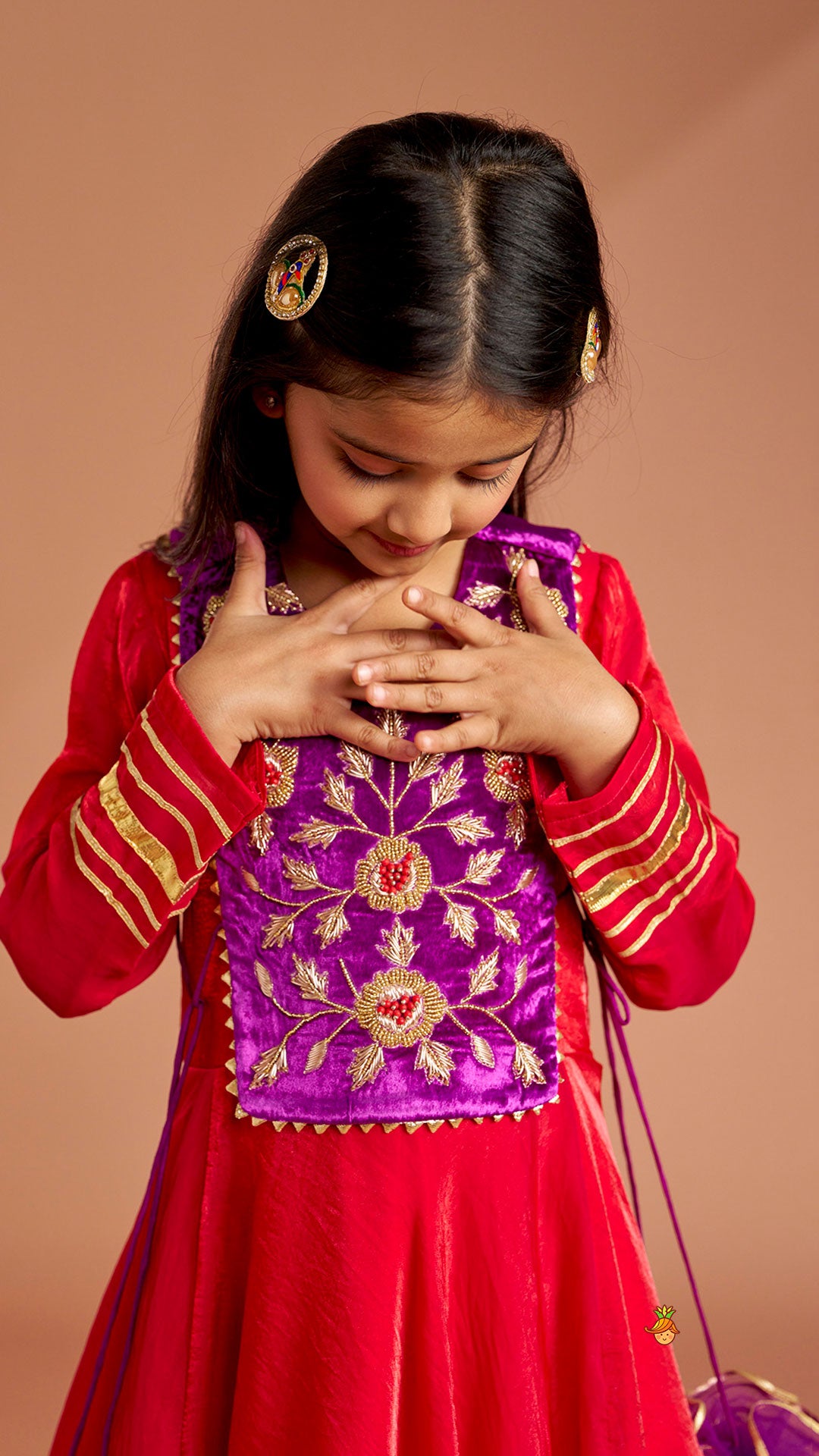 Side Knot Detailed Shiny Flared Anarkali