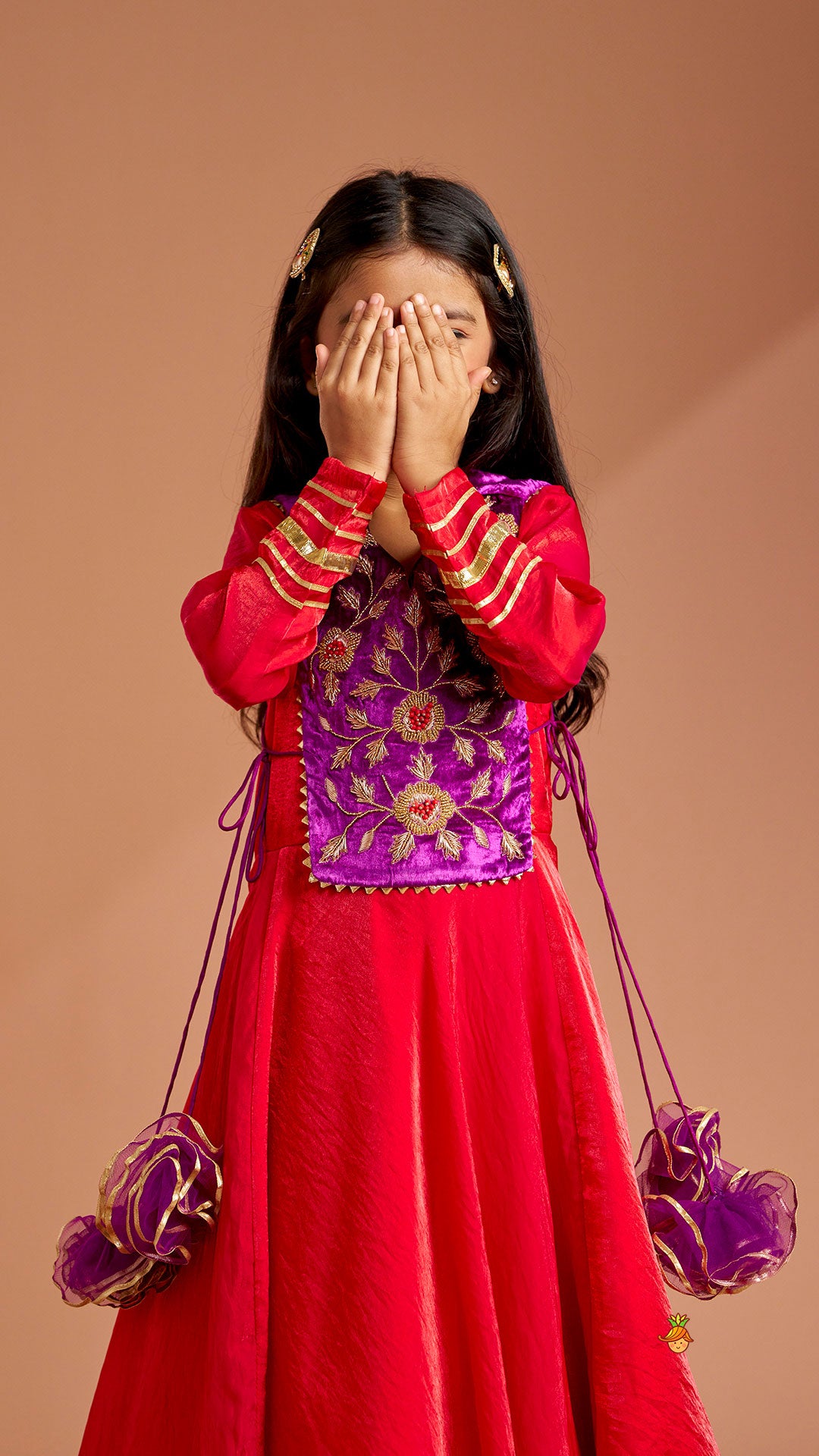 Side Knot Detailed Shiny Flared Anarkali