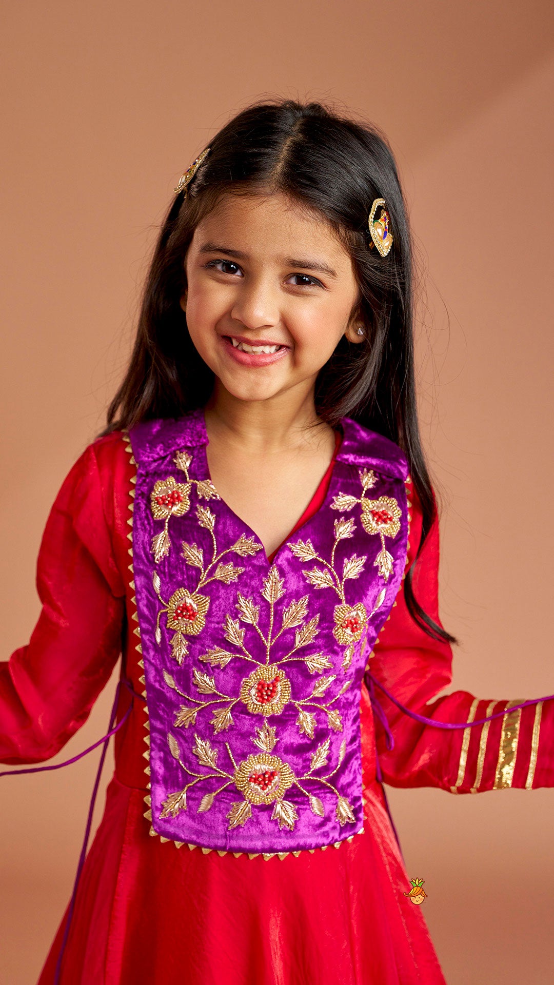 Side Knot Detailed Shiny Flared Anarkali