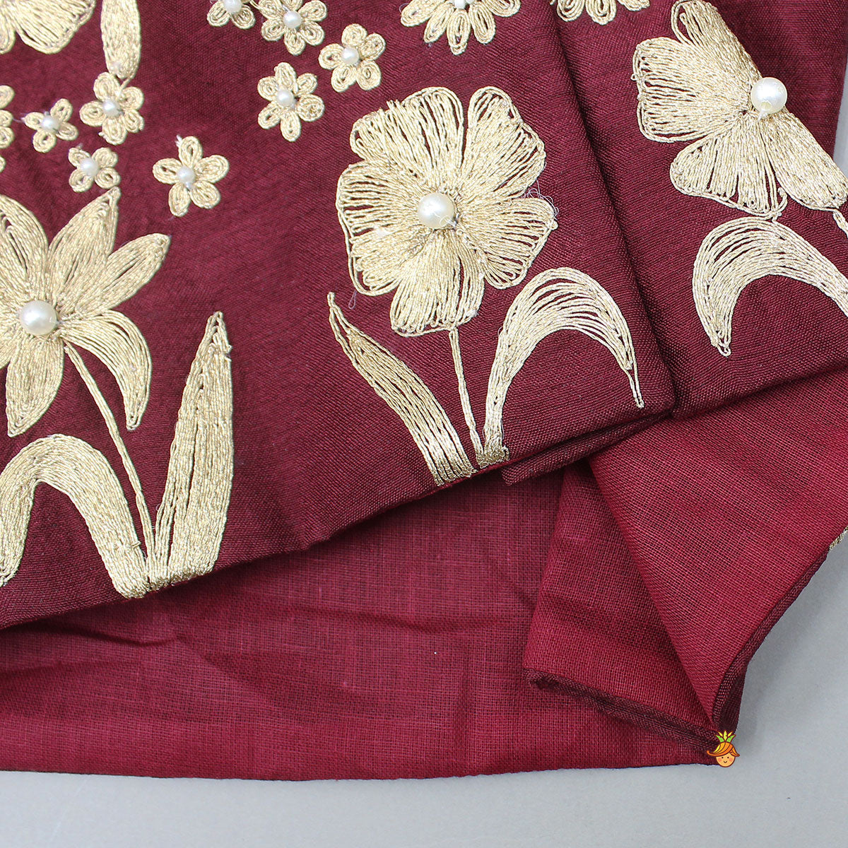 Zari Floral Embroidered Jacket-Style Top And Lehenga