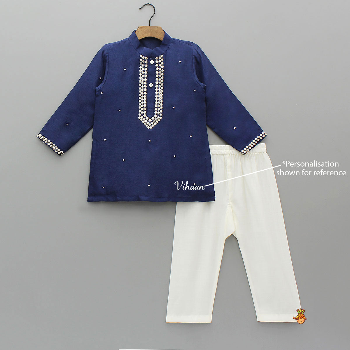 Faux Mirror Work Kurta And Pyjama