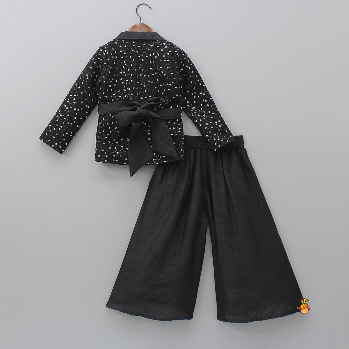 Thread And Sequins Embroidered Jacket-Style Top With Palazzo