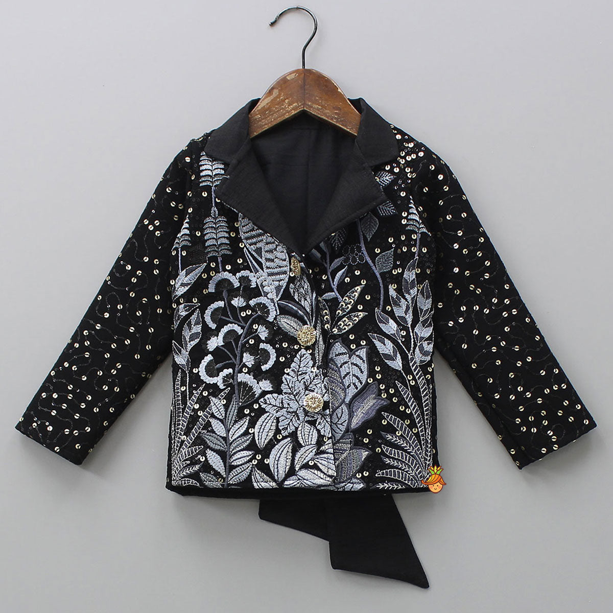 Thread And Sequins Embroidered Jacket-Style Top With Palazzo