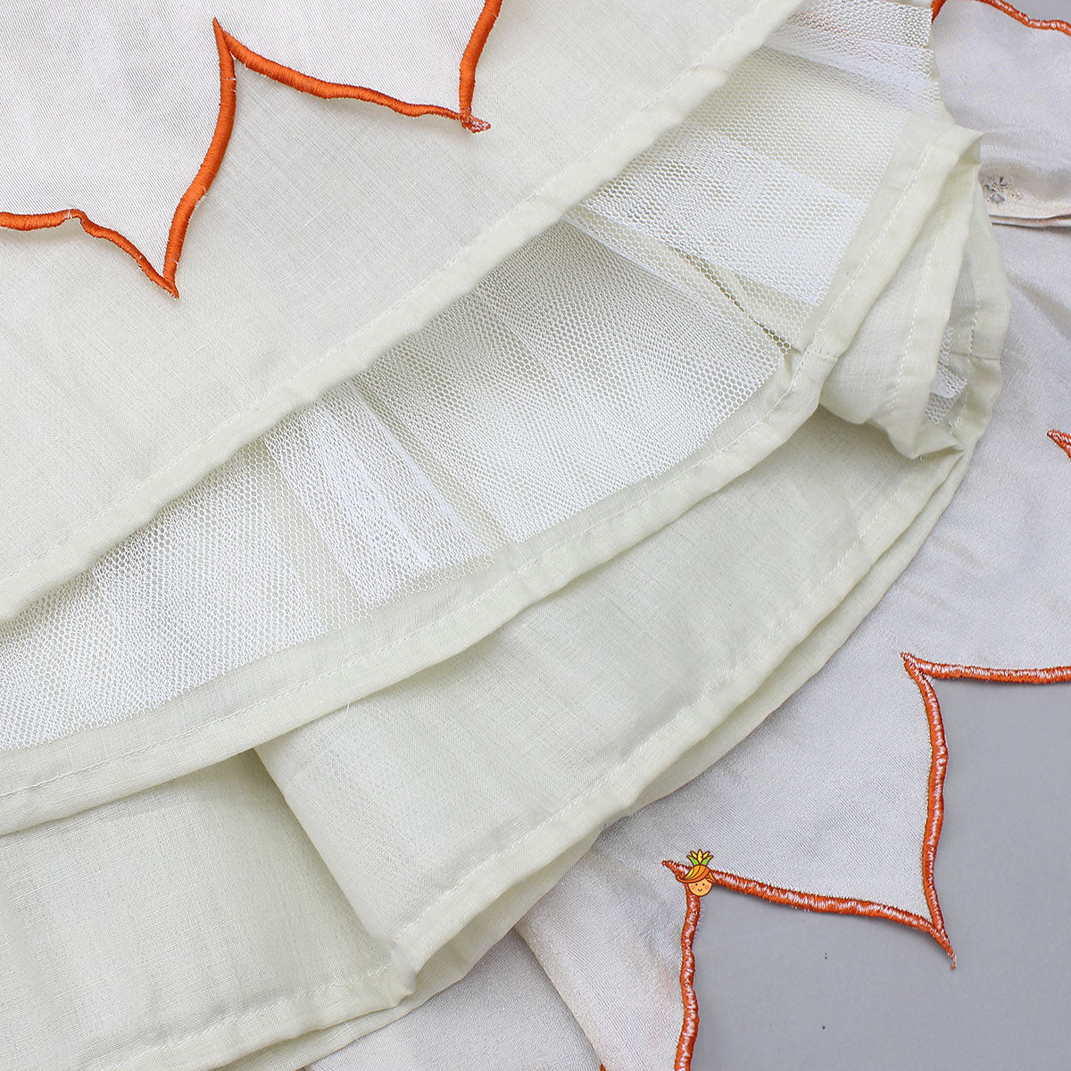 Shimmery Mirror Work Top With Floral Applique Lehenga