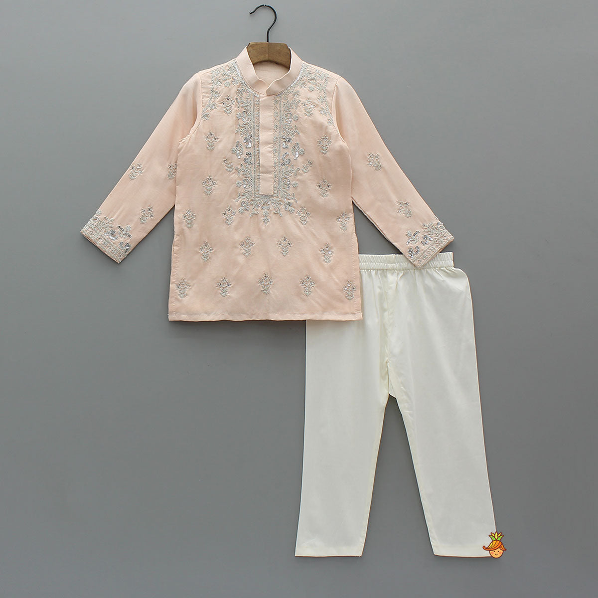 Intricately Sequins-Embroidered Kurta With Pyjama