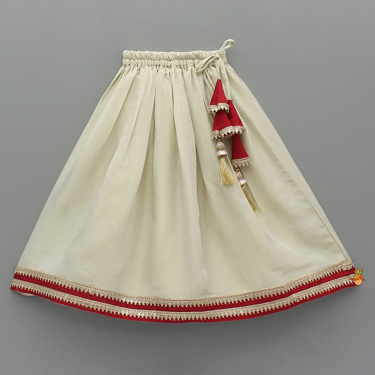 Mirror Work Pleated Top And Shimmery Lehenga