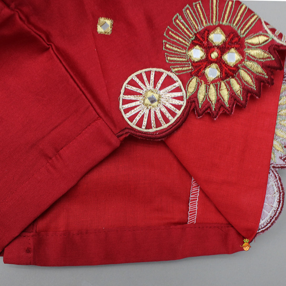 Mirror Work Pleated Top And Shimmery Lehenga