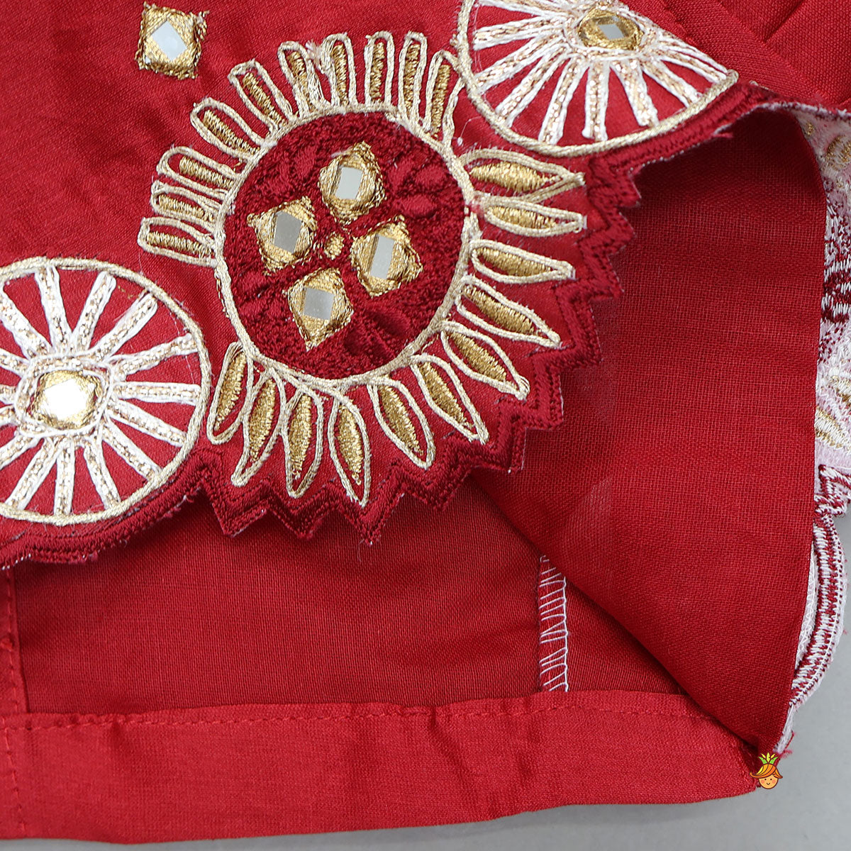 Mirror Work Pleated Crop Top And Shimmery Lehenga