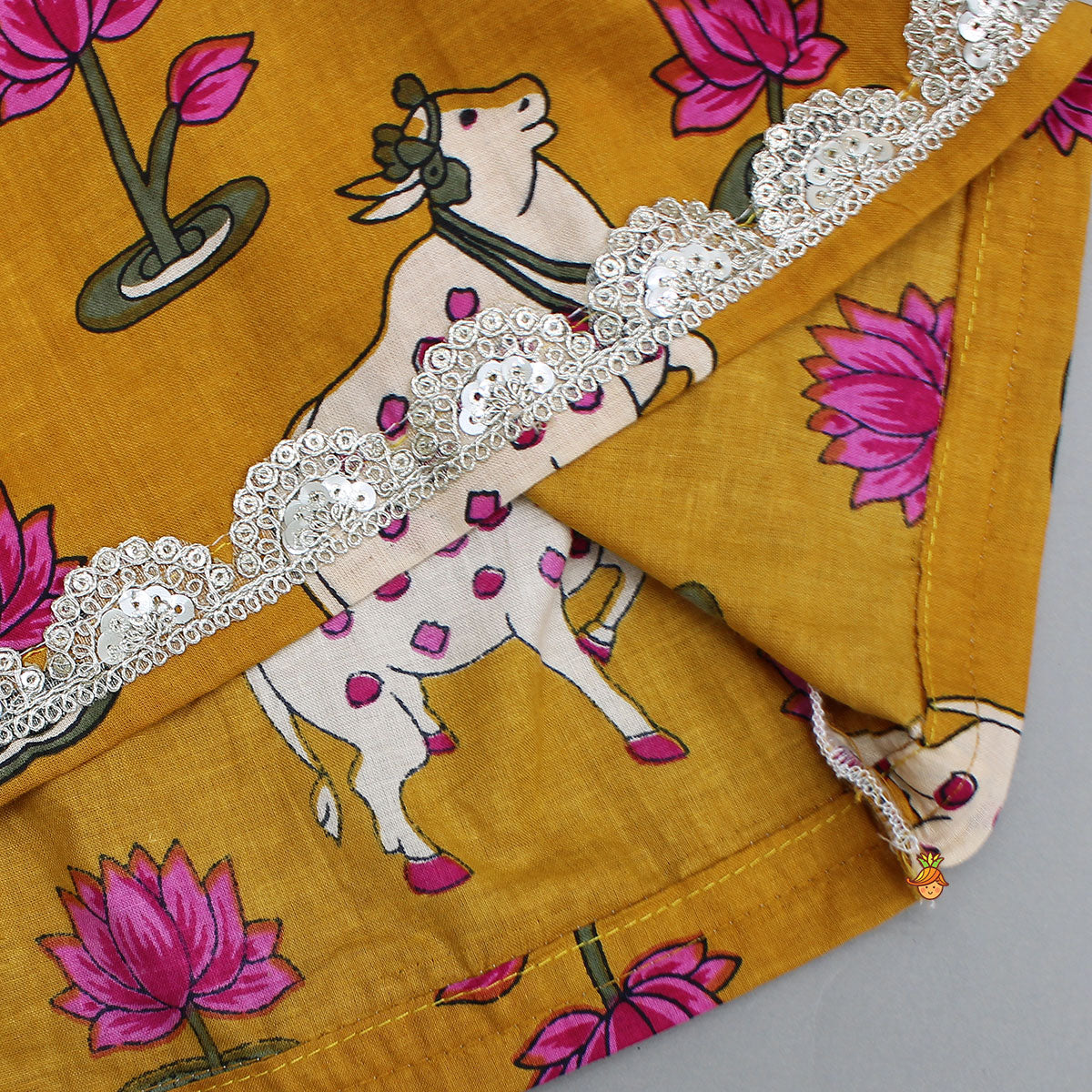 Lotus Printed Top With Matching Lehenga And Dupatta