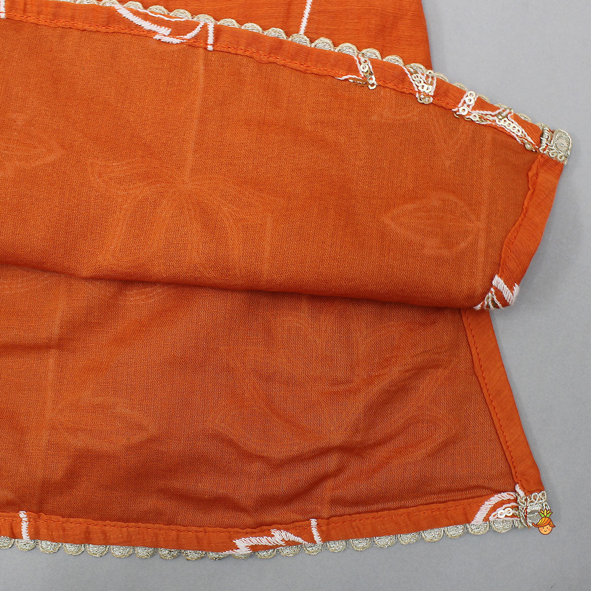 Beautiful Lotus-Embroidered Strappy Kurti With Sharara