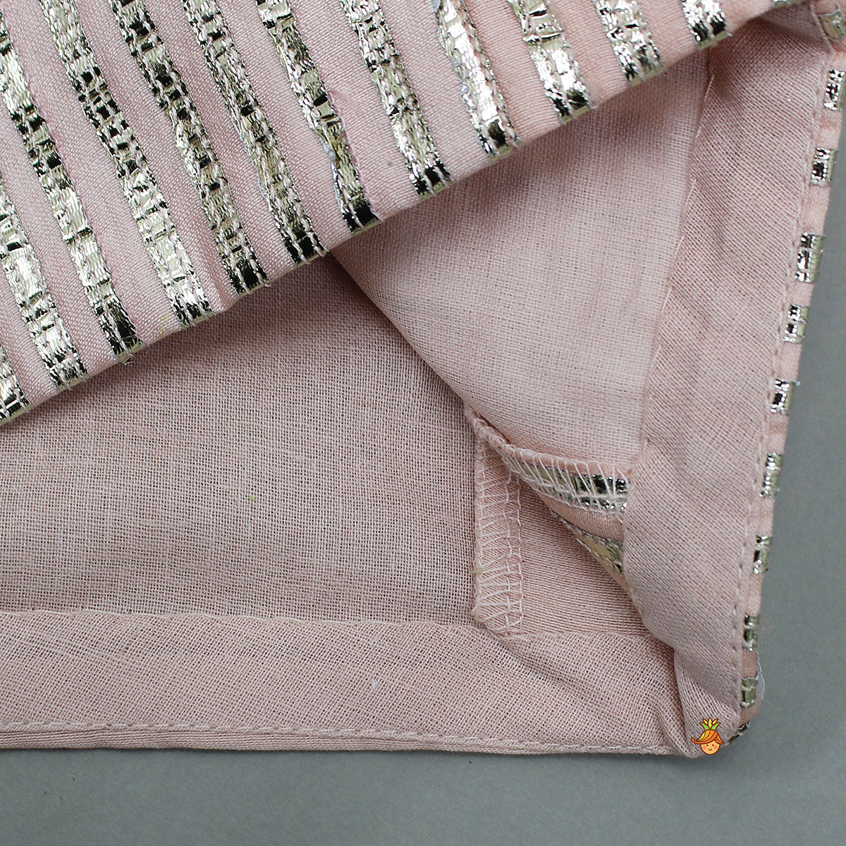 Frill-Enhanced Neckline Embroidered Top With Lehenga And Net Dupatta