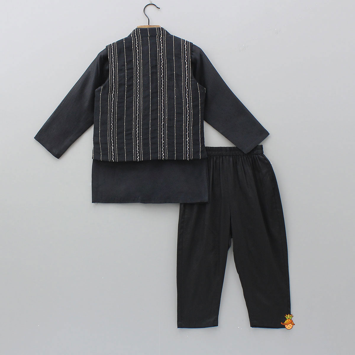 Ethnic Kurta With Hand-Sequins Embroidered Jacket And Pyjama