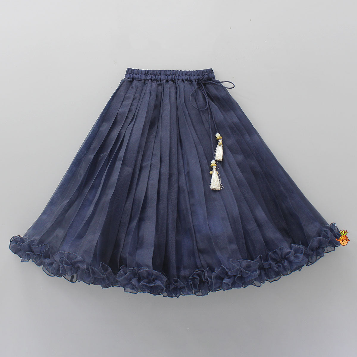 Front-Open Thread Embroidered Top And Pleated Lehenga