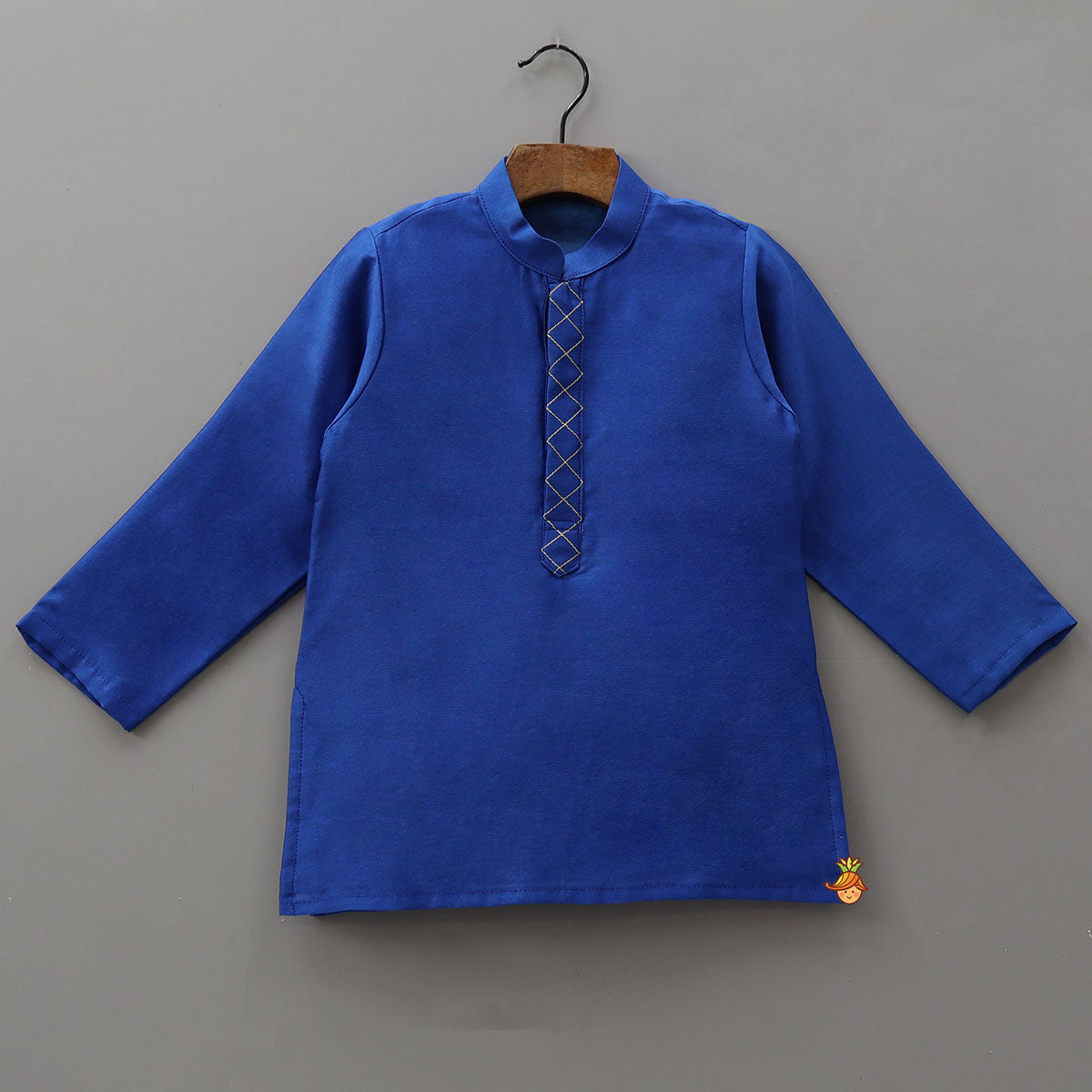 Embroidered Front-Panel Kurta With Open Jacket And Pyjama