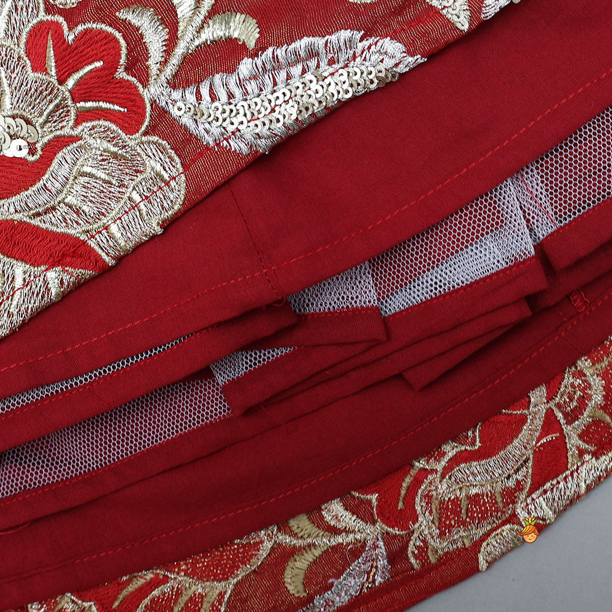 Intricately Flower-Embroidered Shimmery Top And Lehenga