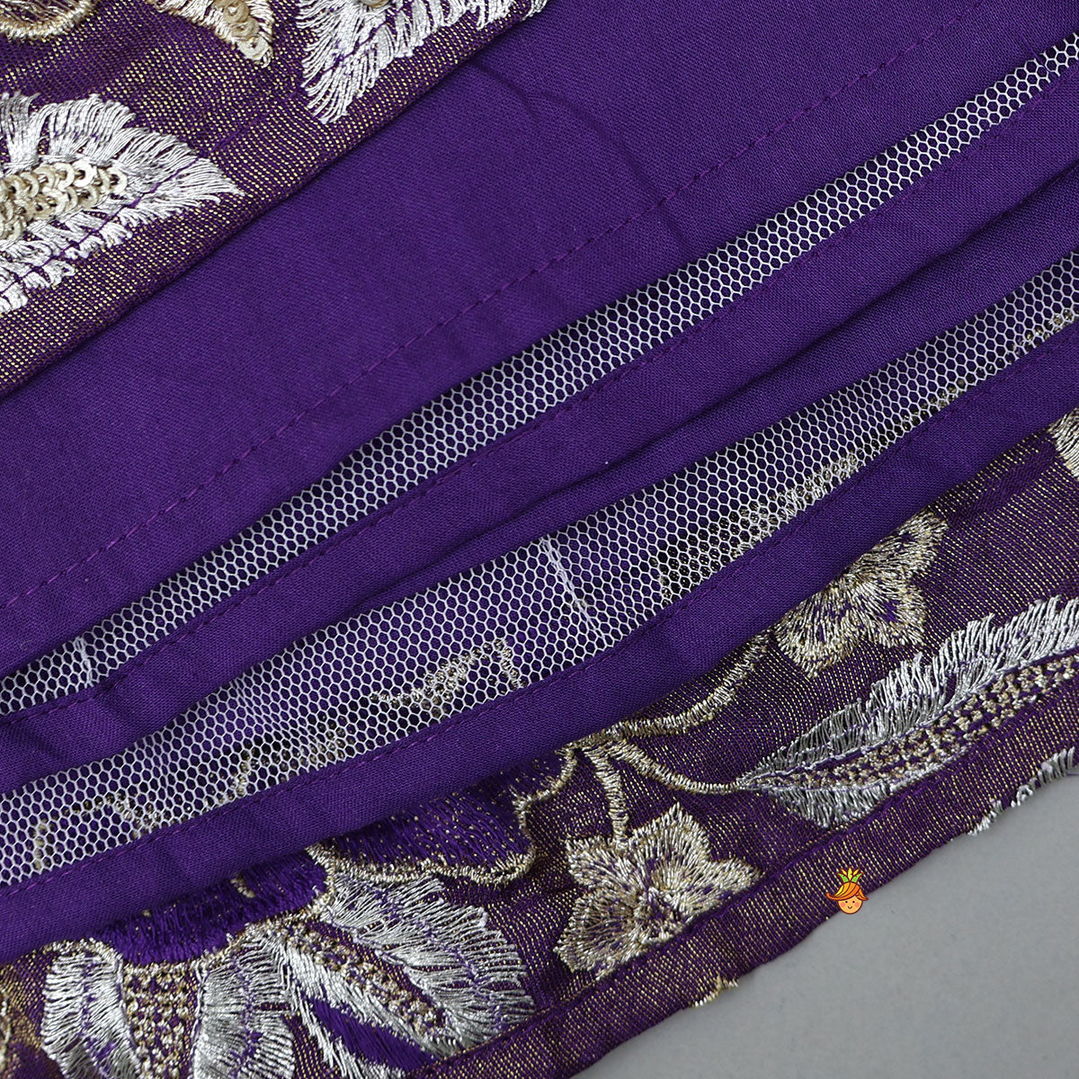 Intricately Floral-Embroidered Shimmery Top And Lehenga