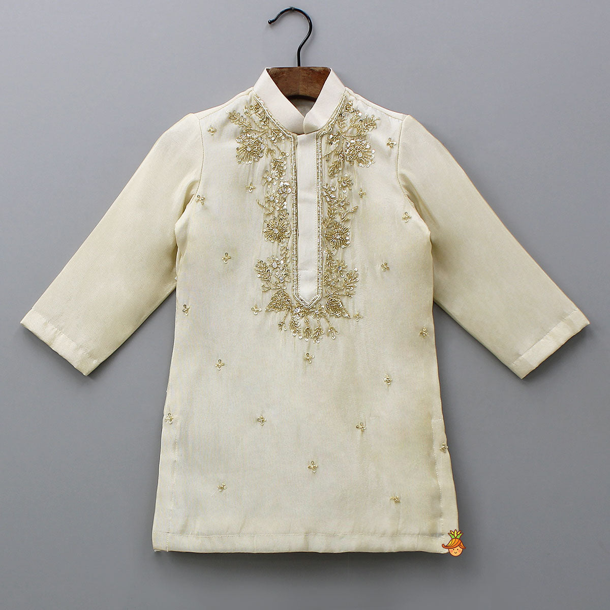 Embroidered Front Placket Kurta With Churidar