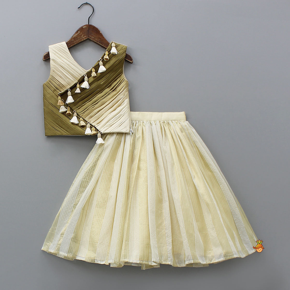 Fringe Embellished Top And Lehenga