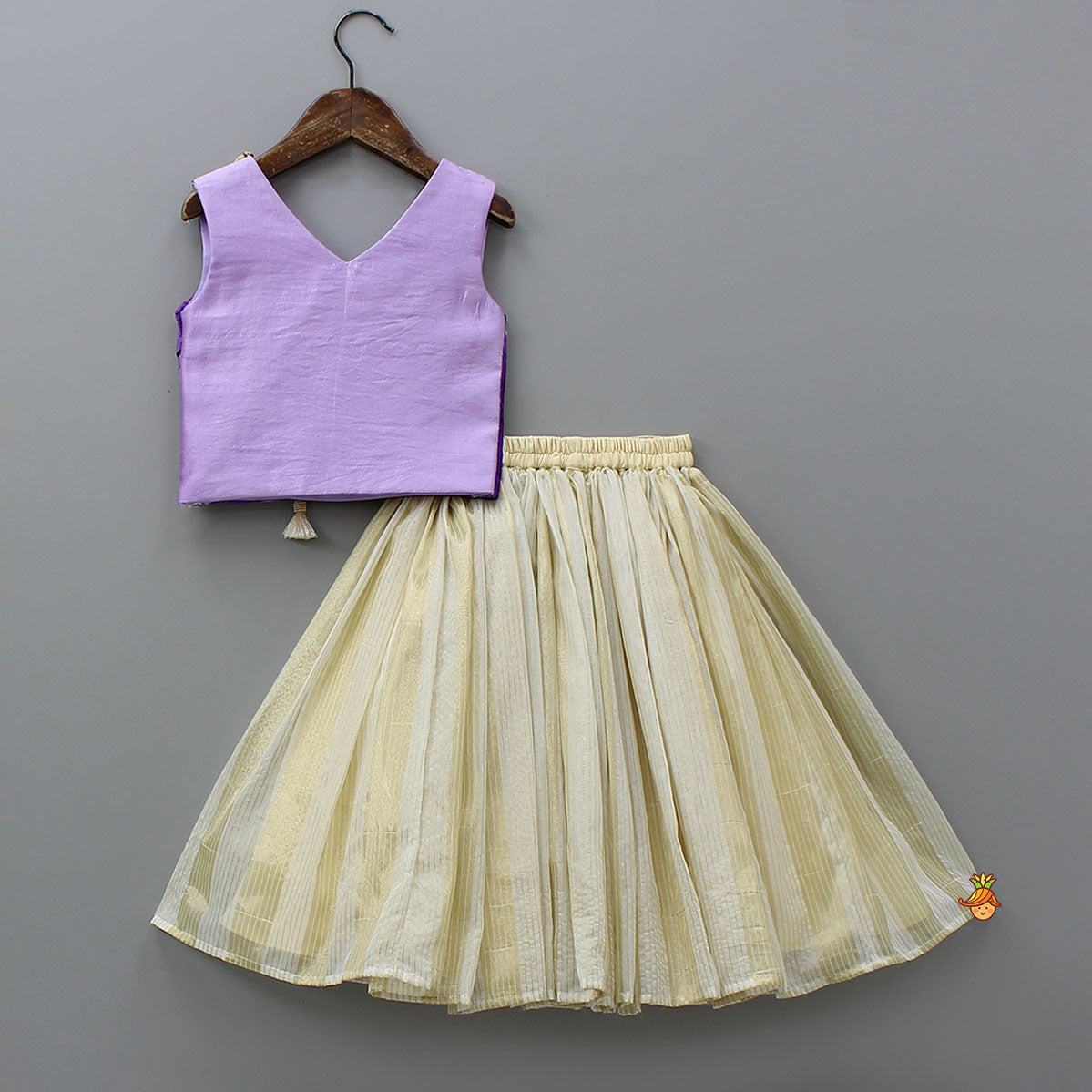 Elegant Fringe Embellished Top And Lehenga