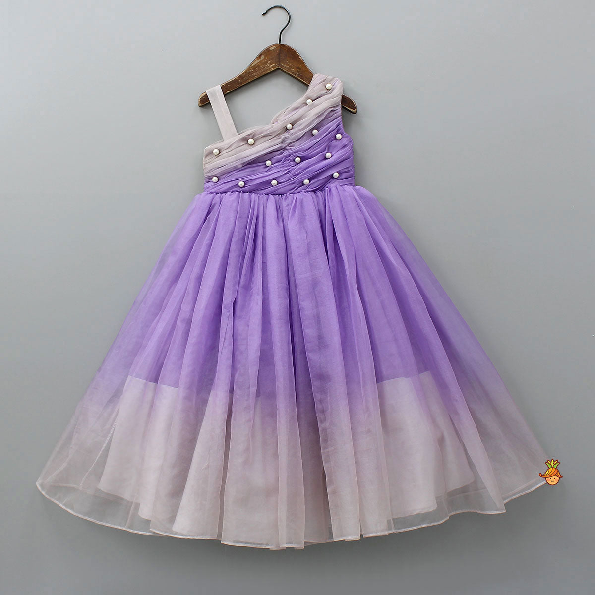 Graceful Dual-Shaded One-Shoulder Party Gown for 4 - 5 Years - Gowns
