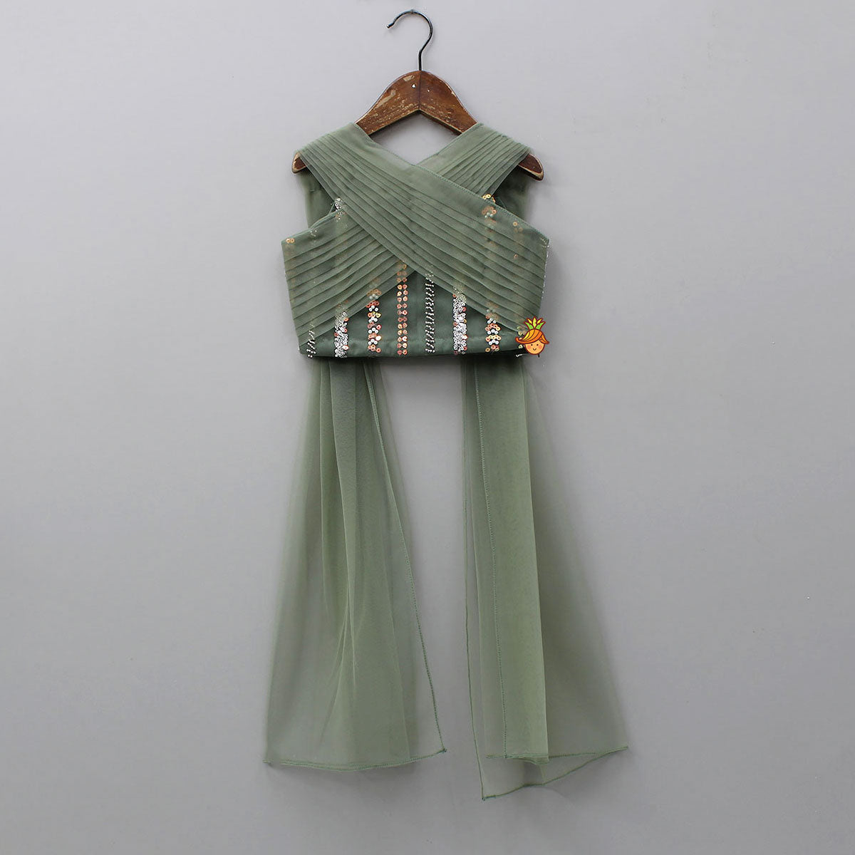 Gorgeous Pleated-Yoke Top And Embroidered Lehenga