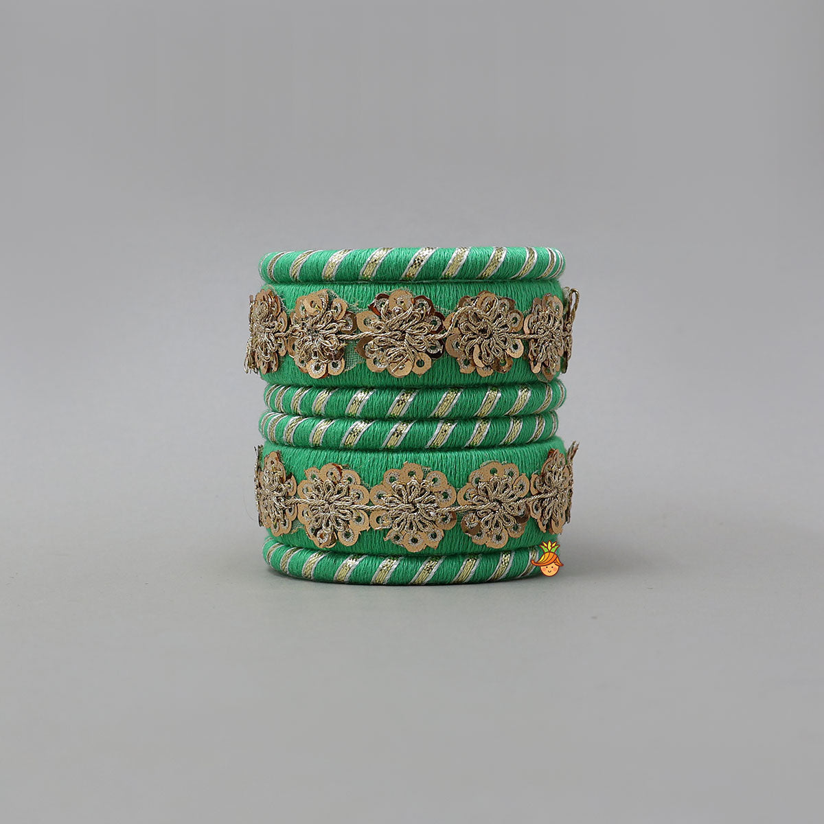 Exquisite Floral Sequin Work Thread Bangles