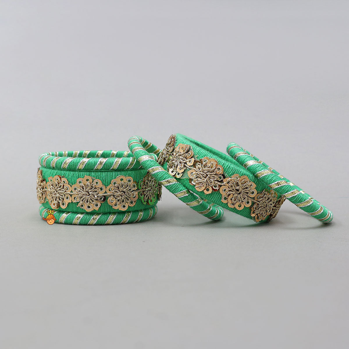 Exquisite Floral Sequin Work Thread Bangles